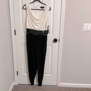 Size 12 Black and white cocktail jumpsuit